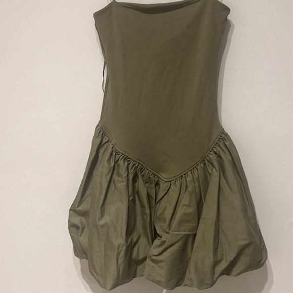 Zara Olive Green Bubble Poplin Dress - Picture 6 of 8